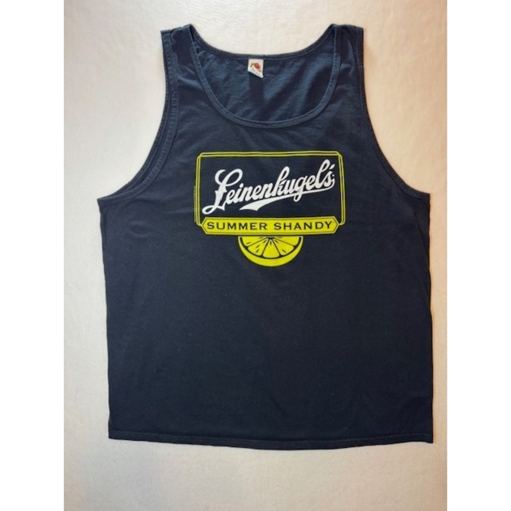 Leinenkugel's Summer Shandy Beer‎ Tank Top Sleeveless Shirt XL Black Lemon EUC